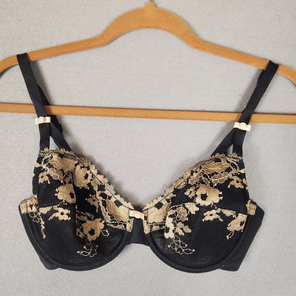 Wacoal Bra Women's Size 32DD Black Opulence Lace Underwire Unlined 851112